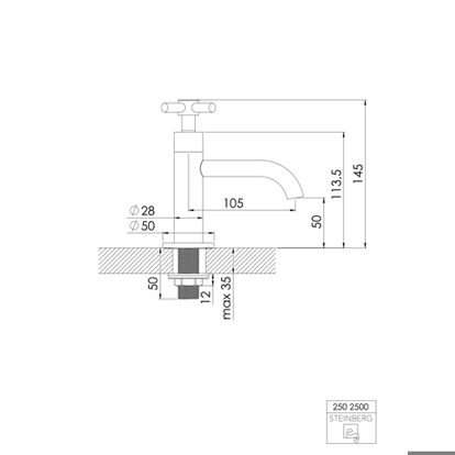 Kaltwasserarmatur 250 2500 BN - Gebürstetes Nickel