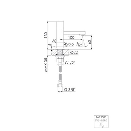 Brushed Nickel Kaltwasserarmatur 160 2500