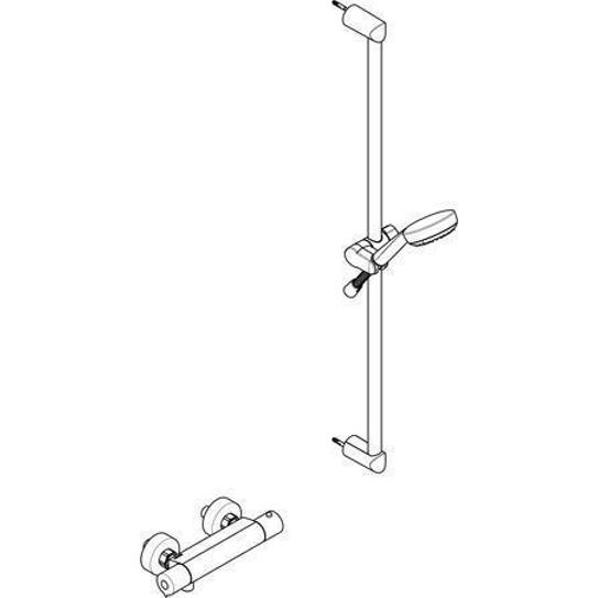 Shower-Duo 3S Wandstange 900mm - Chrom